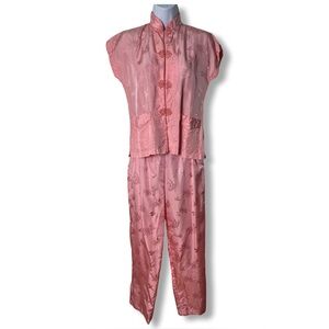 Youth - Vintage Shanghai Chinese Silk Pajama Set Pink 2-Piece - Sz S